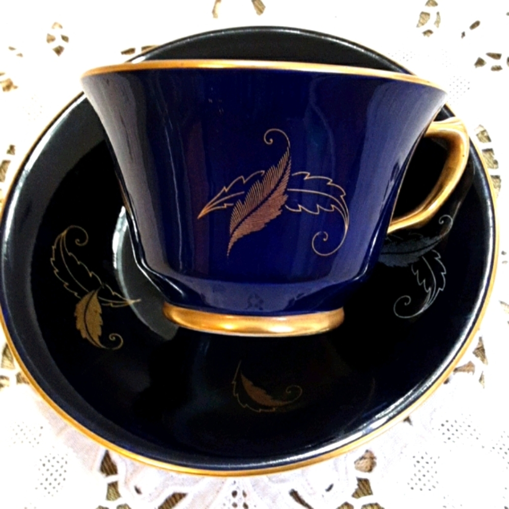 Vintage Spencer Stevenson Cobalt Blue Cup/Saucer